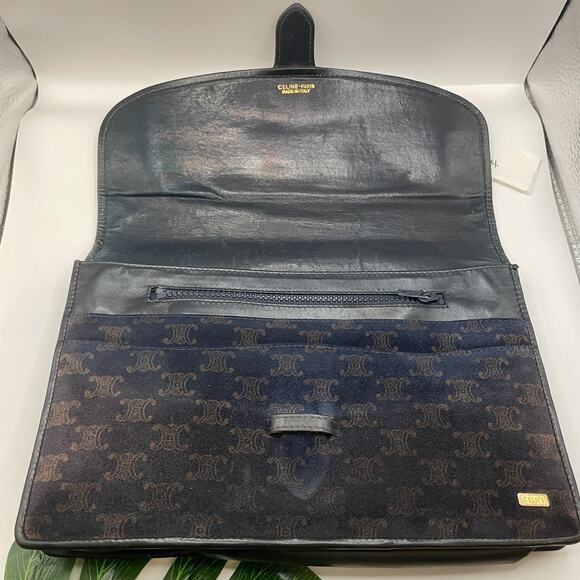 Celine Triomphe Clutch Toiletry Pouch Vintage Logo Makeup Case Bag Pochette - Picture 11 of 16